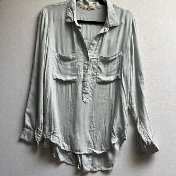 Bella Dahl pull over 1/2 button long sleeve shirt tail shirt Sz S - Picture 1 of 9